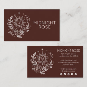 Cartão De Visita Sun Moon & Rosas Magical Boho Colorido PERSONALIZA