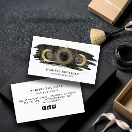 Cartão De Visita Sun Moon Stars Dourado Black White Jeward Designer