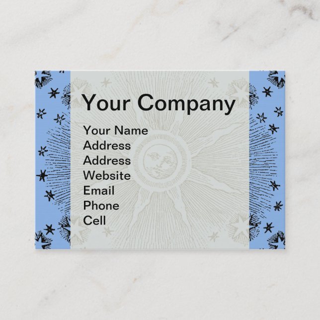 Cartão De Visita Sun Stars Antiguamente Night Sky Medieval Zodieval (Frente)