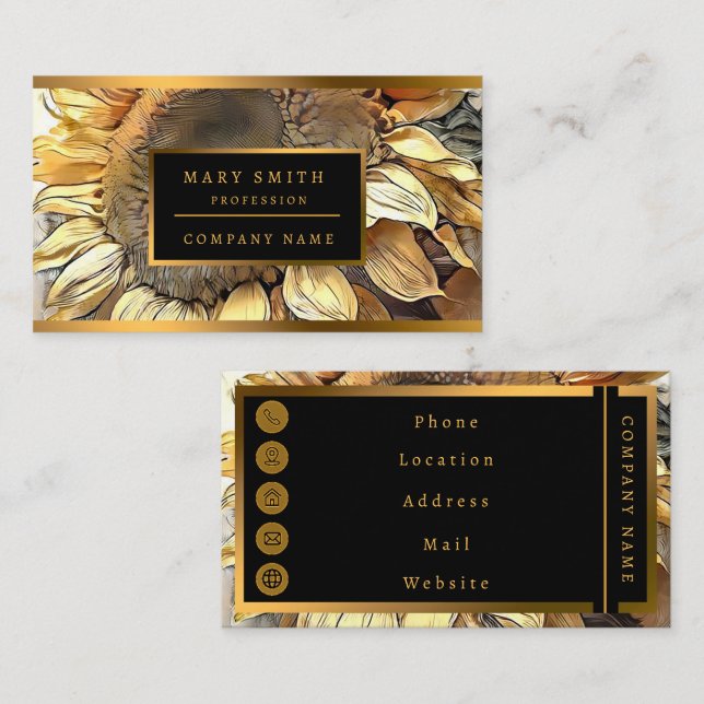 Cartão De Visita Sunflower In Frame Moderna Art Collection (Frente/Verso)