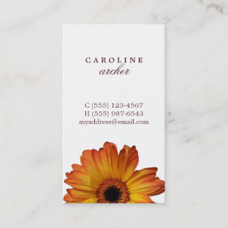 Cartão De Visita Sunny Orange gerbera daisy flower chamada pessoal
