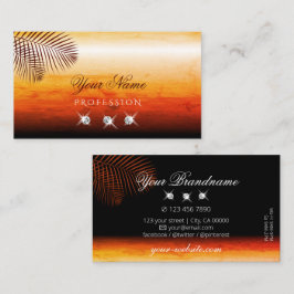 Cartão De Visita Sunset Watercolor Palm Deixa Diamantes Na moda