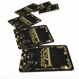 Cartão De Visita Super Luxo Monograma Preto e Dourado