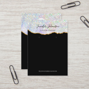 Cartão De Visita Suporte de Joias Brincos Brilho Ágata Preto