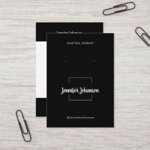 Cartão De Visita Suporte de jóias preto e branco moderno código qr 