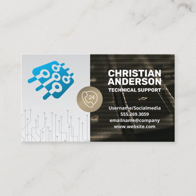 Cartão De Visita Suporte técnico | Microchip | Central de Chamadas (Frente)