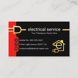Cartão De Visita Suprimento de tomada elétrica dourada