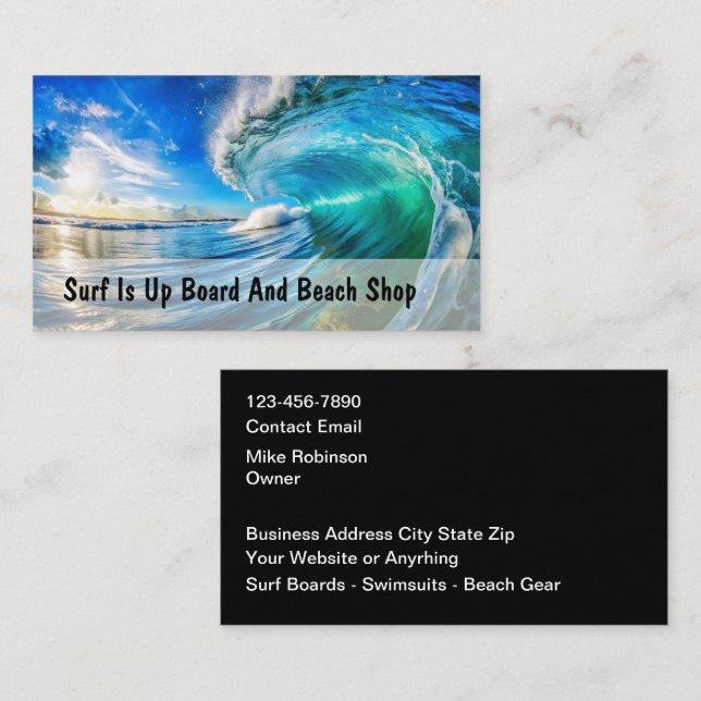Cartão De Visita Surfing Beach Gear Business Cards (Frente/Verso)