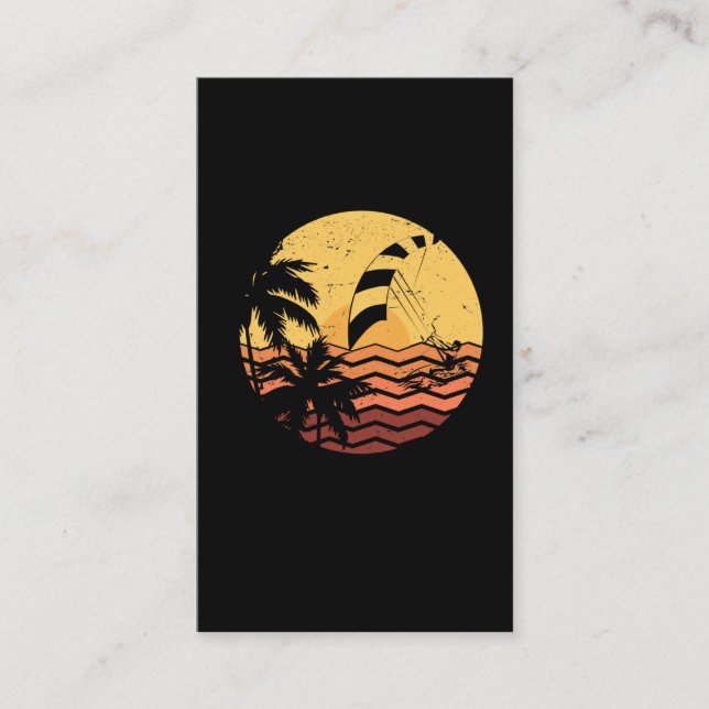 Cartão De Visita Surfista De Onda De Kitesurfing Retro Kitesurfing (Frente)