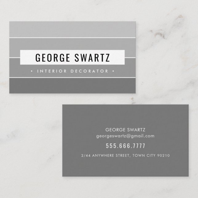 Cartão De Visita SWATCH MODERNO PINTURA simples cinza a negrito cin (Frente/Verso)