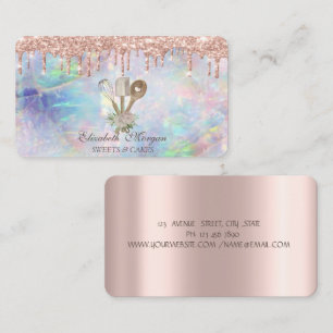 Cartão De Visita Sweets Cupcake Rose Gold Drips Opal Padaria Negóc