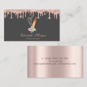 Cartão De Visita Sweets Cupcake Rose Gold Drips Padaria