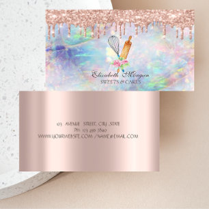 Cartão De Visita Sweets Cupcake Rose Gold Drips Padaria Opal
