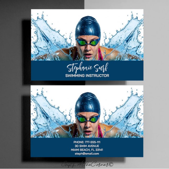 Cartão De Visita Swimming Instructor (Criador carregado)