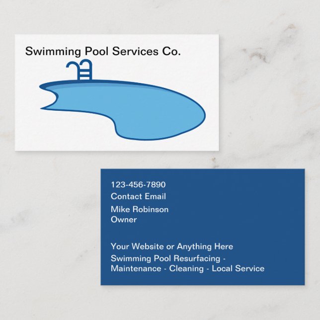 Cartão De Visita Swimming Pool Modern Business Cards (Frente/Verso)