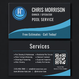 Cartão De Visita Swimming Pool Service QR Code