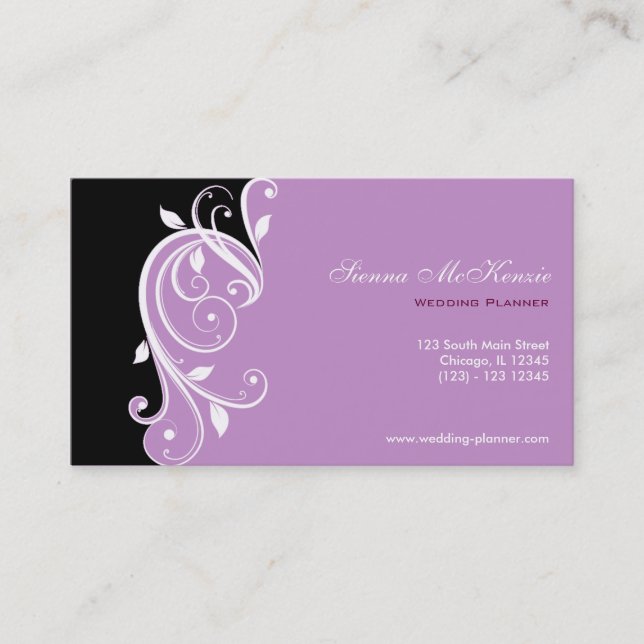 Cartão De Visita Swirl Wedding Planner (Frente)