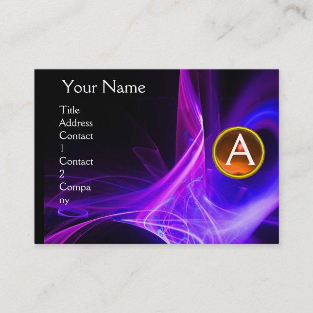 Cartão De Visita SWIRLGEM MONOGRAM Vibrante preto azul-rosa amarelo (Frente)