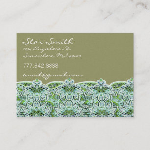 Cartão De Visita Swirly Floral Paisly Sage Green