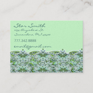 Cartão De Visita Swirly Floral Paisly Sage Green