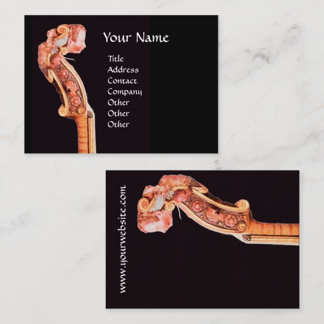 Cartão De Visita SYMPHONIA / CLÁSSICA MÚSICA Vermelha Preta (Frente/Verso)