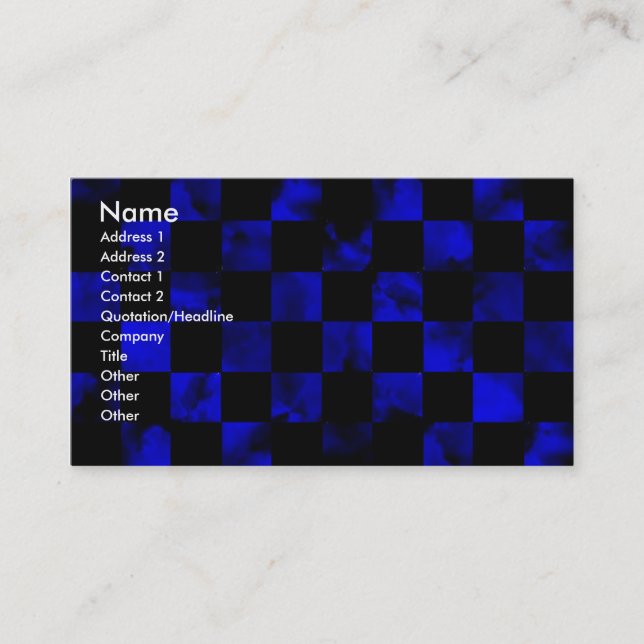 Cartão De Visita Tabuleiro de damas de mármore azul (Frente)