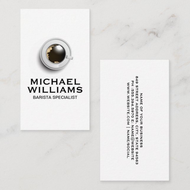 Cartão De Visita Taça Café e Saucer - Visão Superior (Frente/Verso)