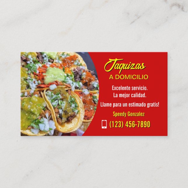 Cartão De Visita Taco service business cards (Frente)