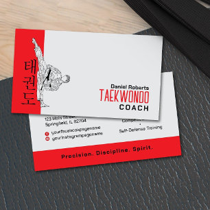 Cartão De Visita Taekwondo Coach - Artista Marcial e Símbolo Hangul
