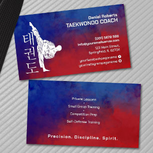 Cartão De Visita Taekwondo Coach - Artista Marcial e Símbolo Hangul