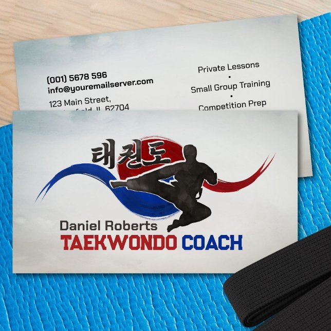 Cartão De Visita Taekwondo Coach - Símbolo Taegeuk e Hangul (Criador carregado)