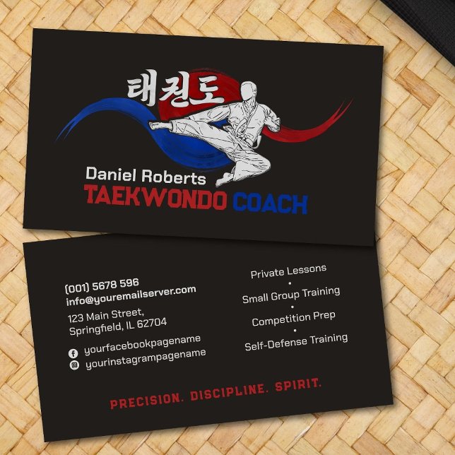 Cartão De Visita Taekwondo Coach - Símbolo Taegeuk e Hangul (Criador carregado)
