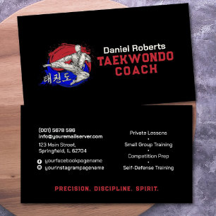 Cartão De Visita Taekwondo Coach - Símbolo Taegeuk e Hangul