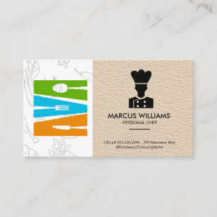 Cartão De Visita Talheres de Cozinha Logotipo de Chef