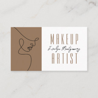 Cartão De Visita Tan Black QR Code Script Makeup Business Card