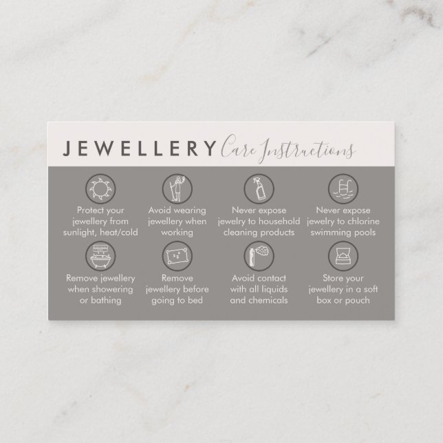 Cartão De Visita Tan Cream Beige Jewelry Após Cuidados (Verso)