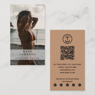 Cartão De Visita Tanning Salon Spray Tan Beauty Foto QR Code Logo