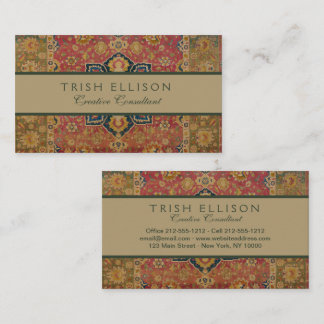 Cartão De Visita Tapete Persa Asiático Kashan em Ouro Vermelho