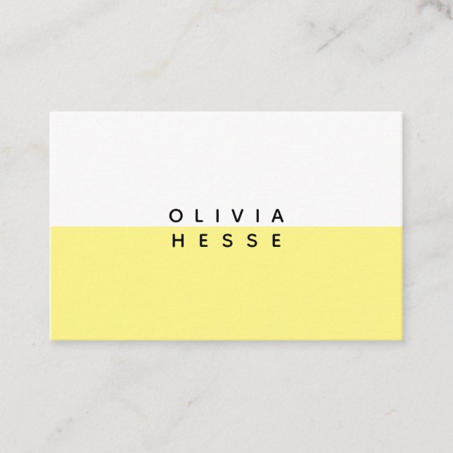 Cartão De Visita Tarjeta visita Minimal Yellow White Business Card (Frente)