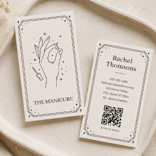 Cartão De Visita Tarot Preto Celestial Manicure Minimalista Unha