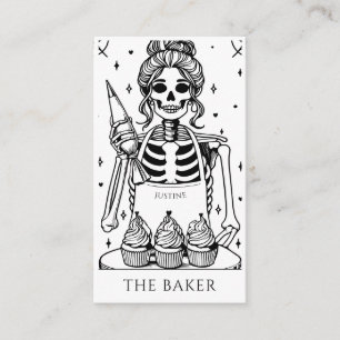 Cartão De Visita Tarot Skeleton Baker Cupcake Whisk