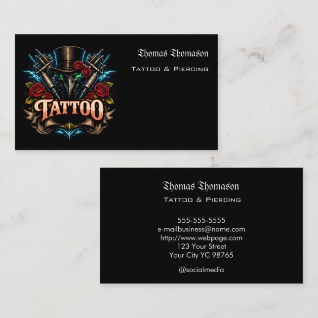 Cartão De Visita Tattoo artist  (Frente/Verso)