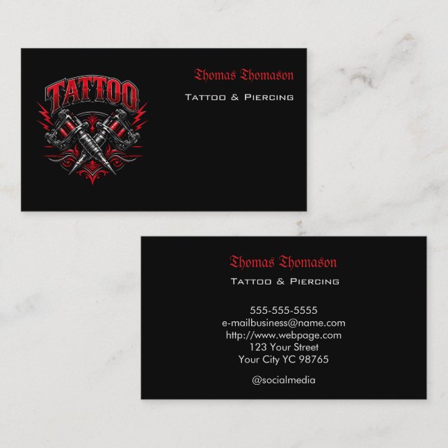 Cartão De Visita Tattoo artist  (Frente/Verso)