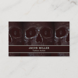 Cartão De Visita Tattoo Artist Gótico Burgundy Dark Academia Skull