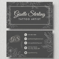 Tattoo Artist Moody Charmaln Cinza Floral Modern