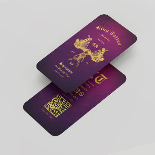 Cartão De Visita Tattoo Artist Studio Monograma Dourado Roxo Modern