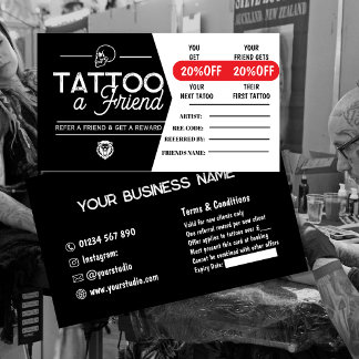 Cartão De Visita Tattoo Referral Card Template | Tattoo a Friend 