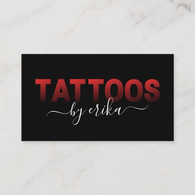 Cartão De Visita Tattoos Tattoo Artist Red Typografia Social Media (Frente)