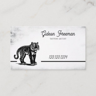 Cartão De Visita Tatuador Grunge Black & White Tiger