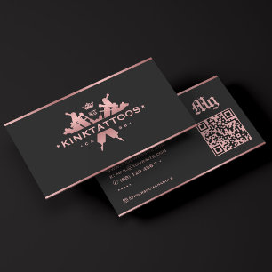 Cartão De Visita Tatuador Minimalista Rosa Preto Artista de Tatuage